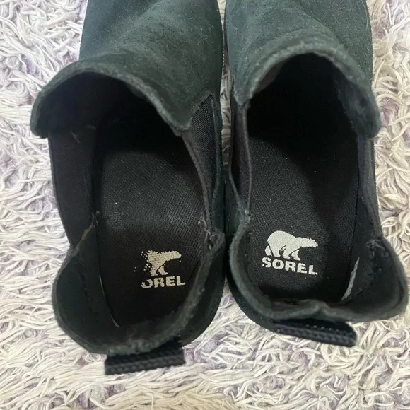 Sorel Black Out N About Suede Slip-On Wedge Boots Size 8.5 - Picture 6 of 9